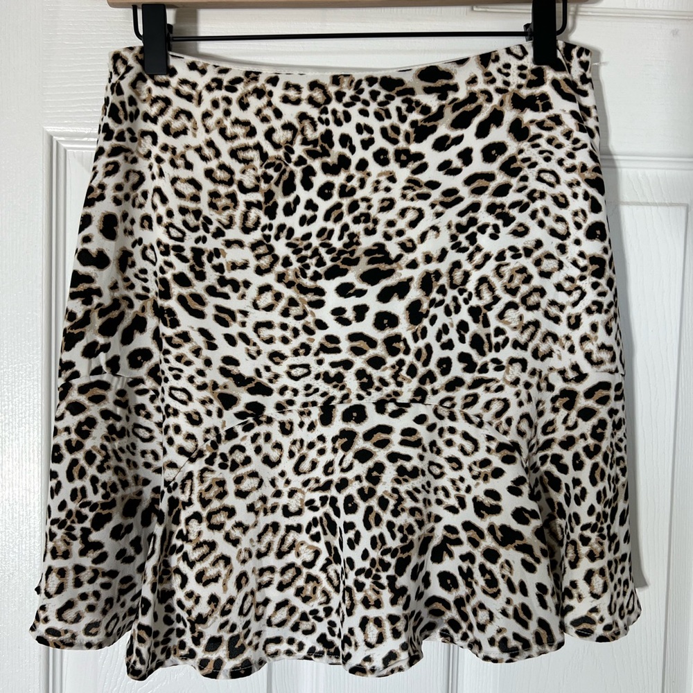 Altar’d State Leopard Cheetah Ruffle Hem Mini Skirt